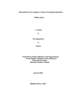 Remembering Tom Longboat: a Story of Competing Narratives