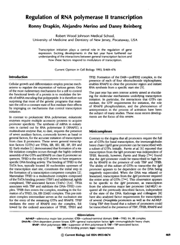 Regulation of RNA Polymerase II Transcription