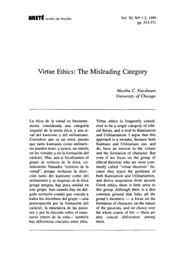 Virtue Ethics: the Misleading Category