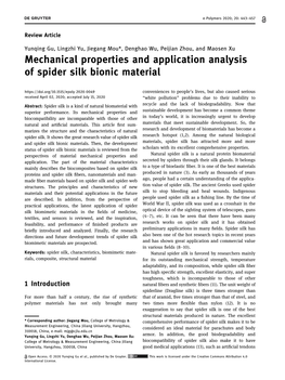 Mechanical Properties and Application Analysis of Spider Silk Bionic Material