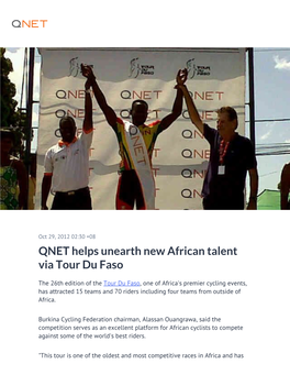 QNET Helps Unearth New African Talent Via Tour Du Faso
