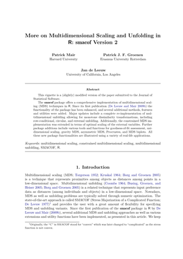 On Multidimensional Scaling and Unfolding in R: Smacof Version 2