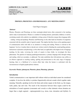 Phonics, Phonetics and Phonology: Any Meeting Point?