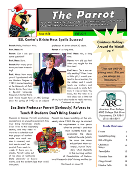 The Parrot Your ARC Newsletter by and for ESL, Multicultural, International Students, New Californians, And, Well, Anybody Really