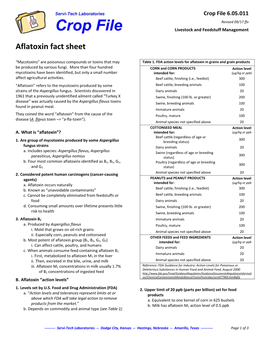 Aflatoxin Fact Sheet