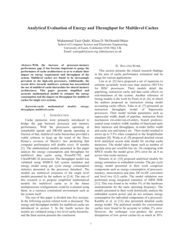 Analytical Evaluation of Energy and Throughput for Multilevel Caches