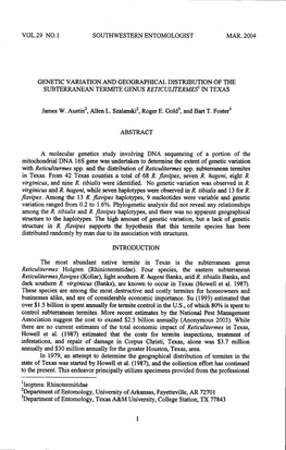 Vol.29 NO.L SOUTHWESTERNENTOMOLOGIST MAR.2004