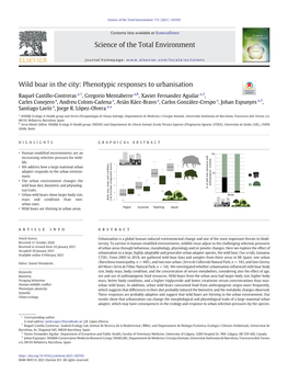 Wild Boar in the City: Phenotypic Responses to Urbanisation