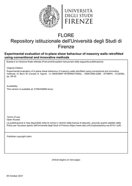 Experimental Evaluation of In-Plane Shear Behaviour of Masonry Walls