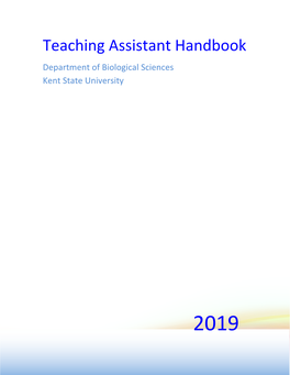 Teaching Assistant Handbook Department of Biological Sciences Kent State University