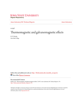 Thermomagnetic and Galvanomagnetic Effects R