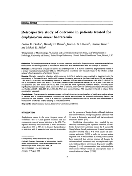 Retrospective Study of Outcome in Patients Treated for Staphylococcus