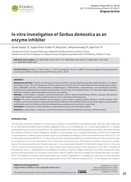 In Vitro Investigation of Sorbus Domestica As an Enzyme Inhibitor