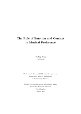 The Role of Emotion and Context in Musical Preference