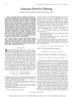 Gaussian Particle Filtering Jayesh H