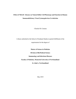 Effect of NKG2C Absence on Natural Killer Cell Phenotype and Function in Human