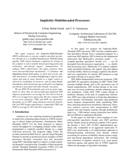 Implicitly-Multithreaded Processors