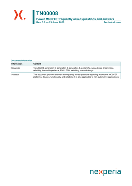 Power MOSFET Frequently Asked Questions and Answers Rev