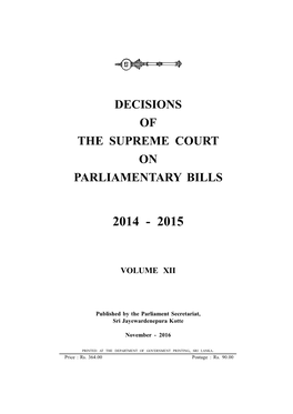Decisions of the Supreme Court on Parliamentary Bills