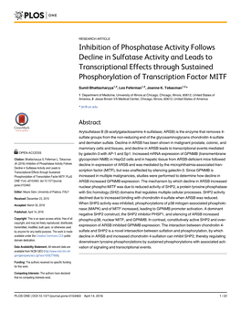 Inhibition of Phosphatase Activity Follows Decline in Sulfatase Activity