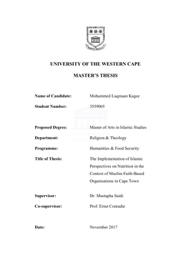 University of the Western Cape Master's Thesis