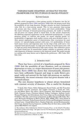 Variable Rare Disasters: an Exactly Solved Framework for Ten Puzzles in Macro-Finance∗