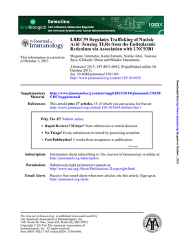 Reticulum Via Association with UNC93B1 Sensing Tlrs from The