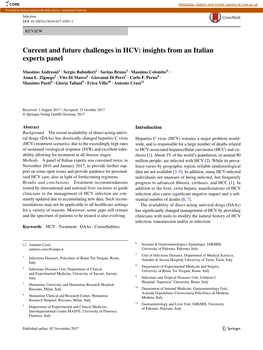 Current and Future Challenges in HCV: Insights from an Italian Experts Panel