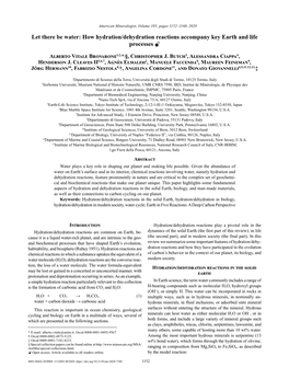 How Hydration/Dehydration Reactions Accompany Key Earth and Life Processes 