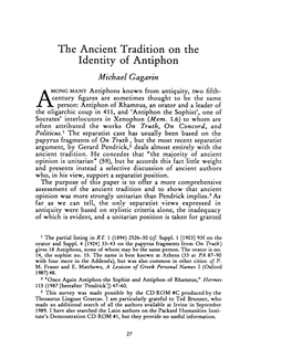 The Ancient Tradition on the Identity of Antiphon , Greek, Roman and Byzantine Studies, 31:1 (1990:Spring) P.27