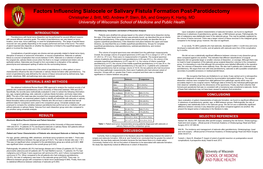 Factors Influencing Sialocele Or Salivary Fistula Formation Post-Parotidectomy Christopher J