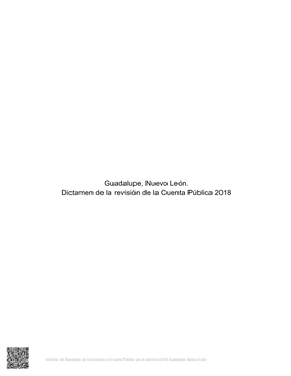 Guadalupe, Nuevo León. Dictamen De La Revisión De La Cuenta Pública 2018