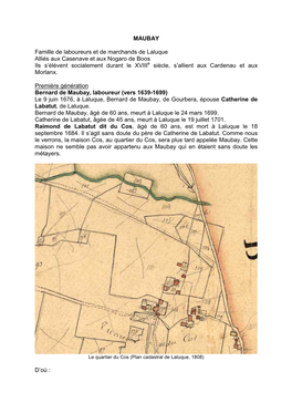 MAUBAY Famille De Laboureurs Et De Marchands De Laluque Alliés Aux