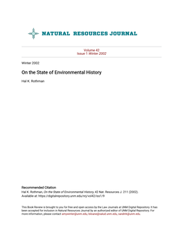 On the State of Environmental History