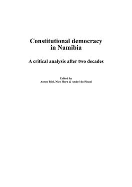 Constitutional Democracy in Namibia