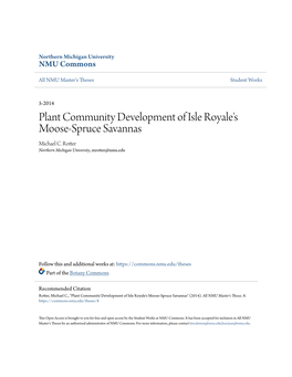 Plant Community Development of Isle Royale's Moose-Spruce Savannas Michael C