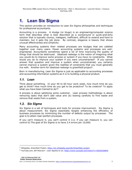 1. Lean Six Sigma This Section Provides an Introduction to Lean Six Sigma Philosophies and Techniques for Professional Accountants