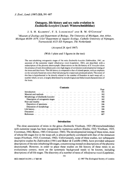 Ontogeny, Life History and Sex Ratio Evolution in Ensliniella Kostylevi