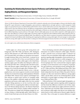 Examining the Relationship Between Species Preference and Catfish Angler Demographics, Angling Behavior, and Management Opinions