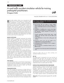 A Road Traffic Accident Simulation Vehicle for Training Prehospital Practitioners M Langran, B Carlin