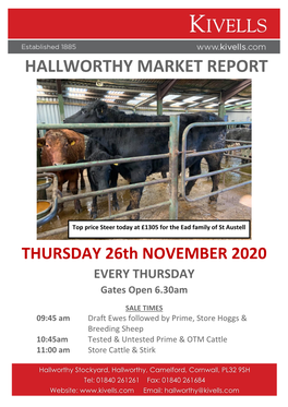 Hallworthy Market Report