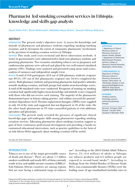 Pharmacist-Led Smoking Cessation Services in Ethiopia: Knowledge and Skills Gap Analysis