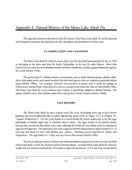 Appendix I. Natural History of the Mono Lake Alkali Fly
