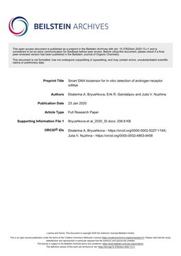 Smart DNA Biosensor for in Vitro Detection of Androgen Receptor Mrna