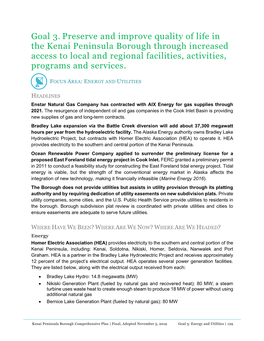 Goal 3. Preserve and Improve Quality of Life in the Kenai Peninsula
