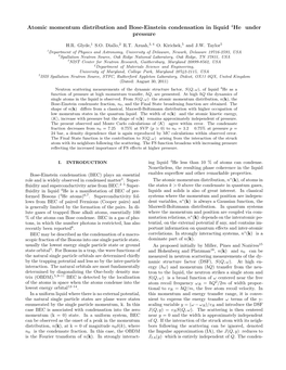 Atomic Momentum Distribution and Bose-Einstein Condensation in Liquid 4He Under Pressure