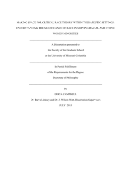 Making Space for Critical Race Theory Within Therapeutic Settings