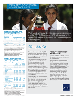 Asian Development Bank and Sri Lanka: Fact Sheet