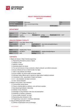 Object Oriented Programming 2016-2017