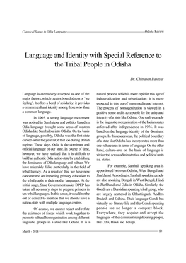 Language and Identity with Special Reference to the Tribal People in Odisha
